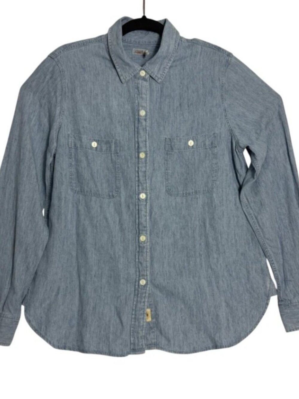Faherty Brand Womens Blue Denim Button Up Casual Dress Shirt Size Medium
